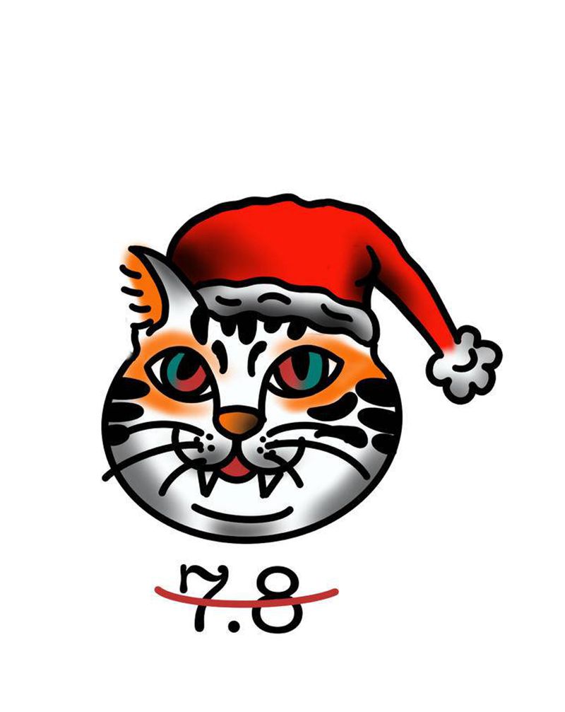 oldschool cat纹身图片_腿部Old School纹身图案