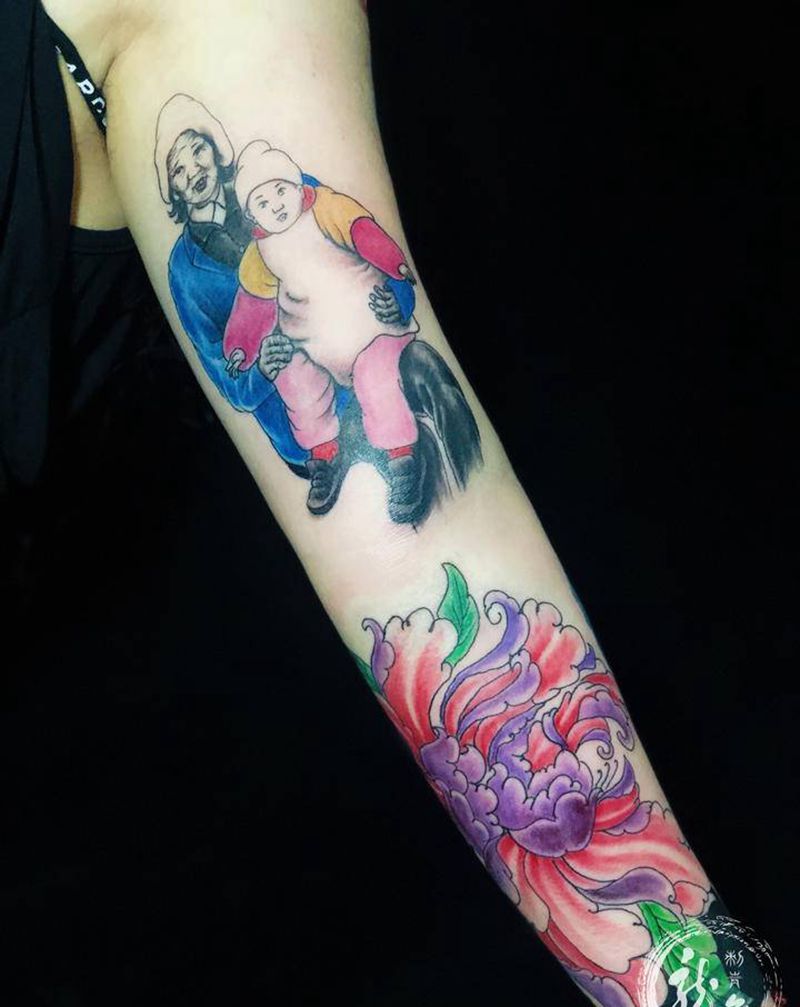 花臂未完成纹身图片_手臂纹身图案