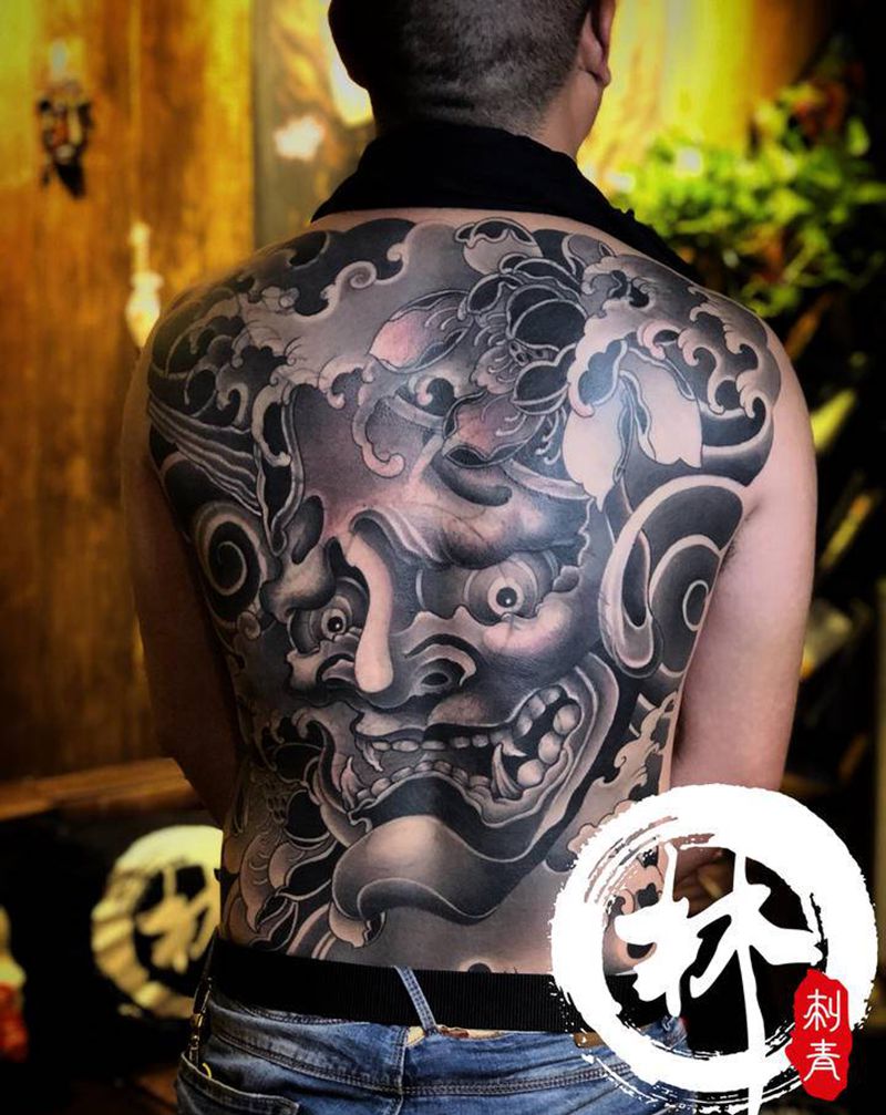 般若纹身图片_背部新传统老传统纹身图案
