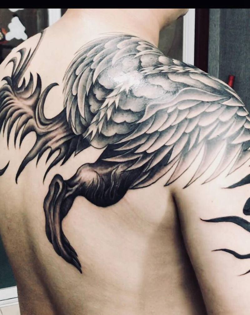 林刺青.无锡长安纹身图片_肩部背部新传统纹身图案