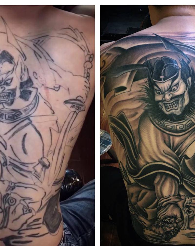 钟馗纹身图片_背部新传统纹身图案