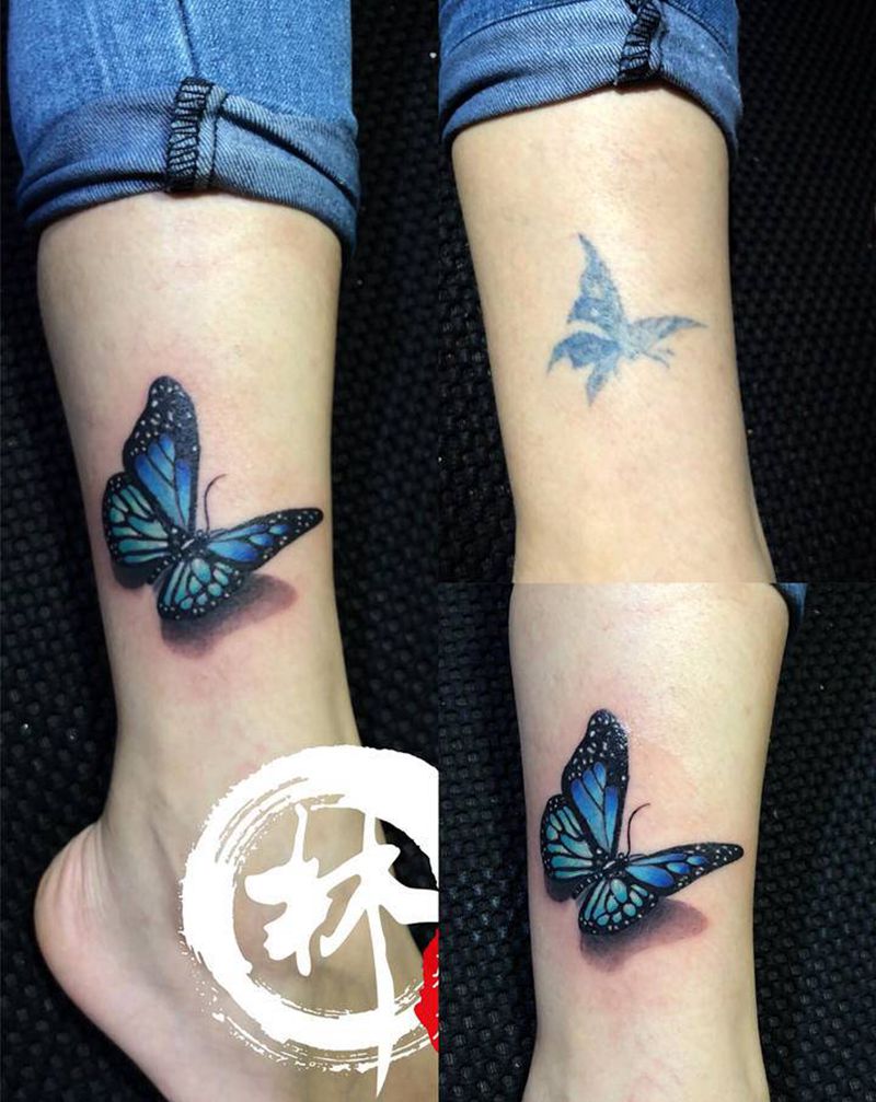蝴蝶纹身图片_新传统水彩纹身图案