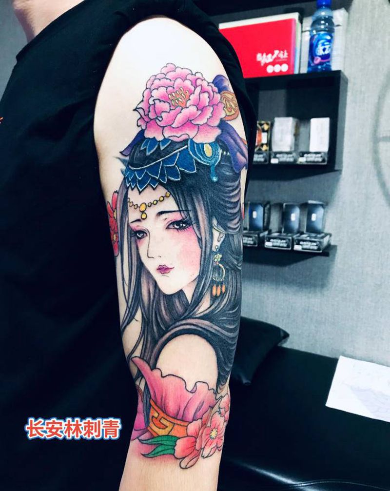 林刺青 无锡长安纹身图片_手臂新传统纹身图案