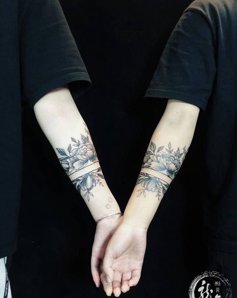 姐妹花纹身图片_手臂纹身图案