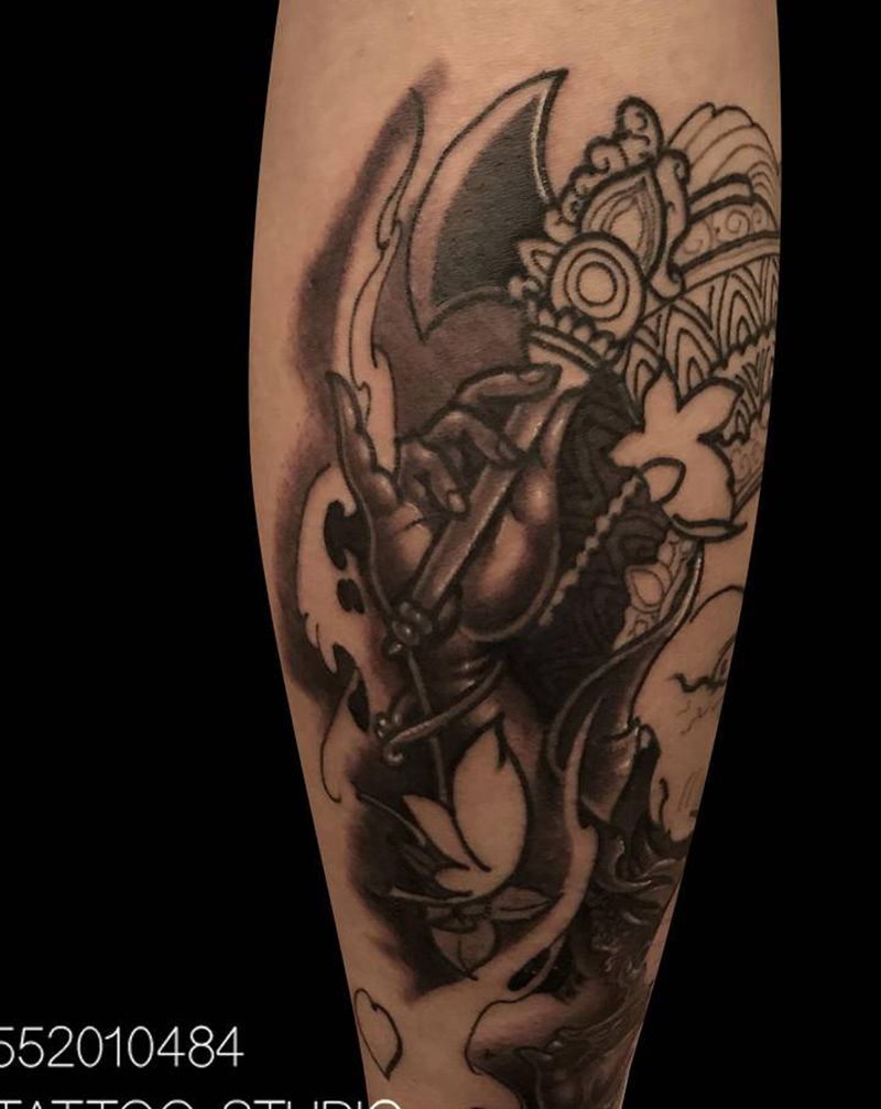 象神未完成纹身图片_腿部新传统纹身图案