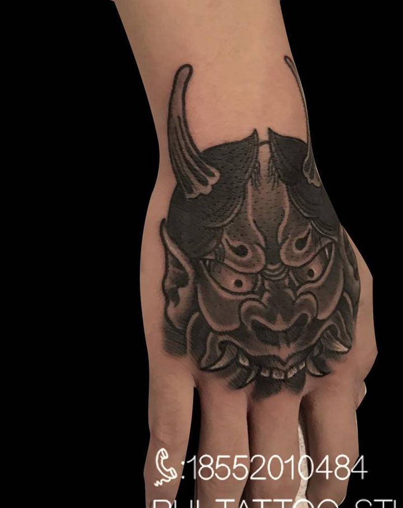 般若纹身图片_手部老传统纹身图案