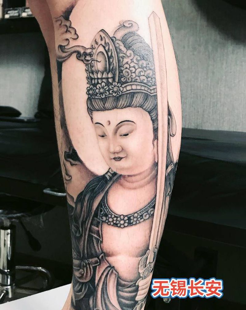 无锡长安 林刺青纹身图片_腿部新传统纹身图案