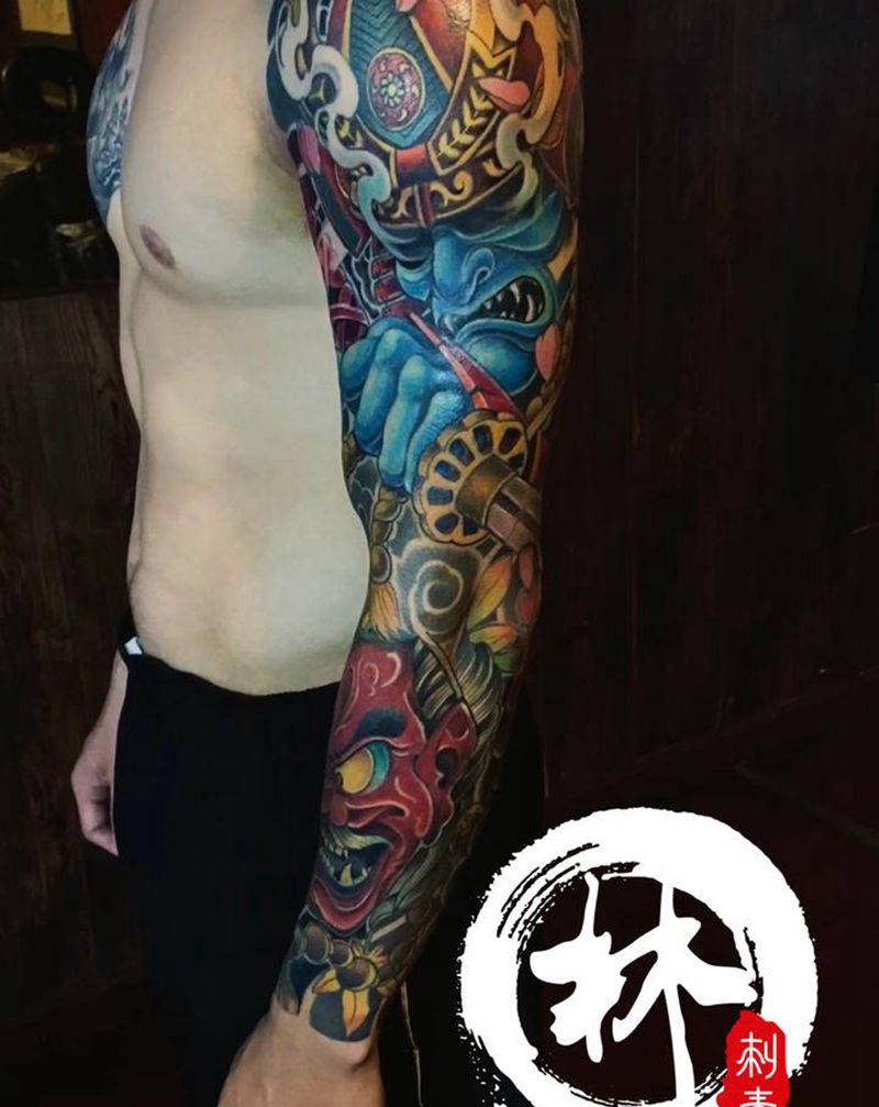 鬼武士纹身图片_老传统新传统纹身图案