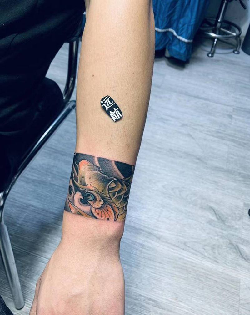 臂环纹身#小臂臂环纹身纹身图片_手臂新传统图腾纹身图案