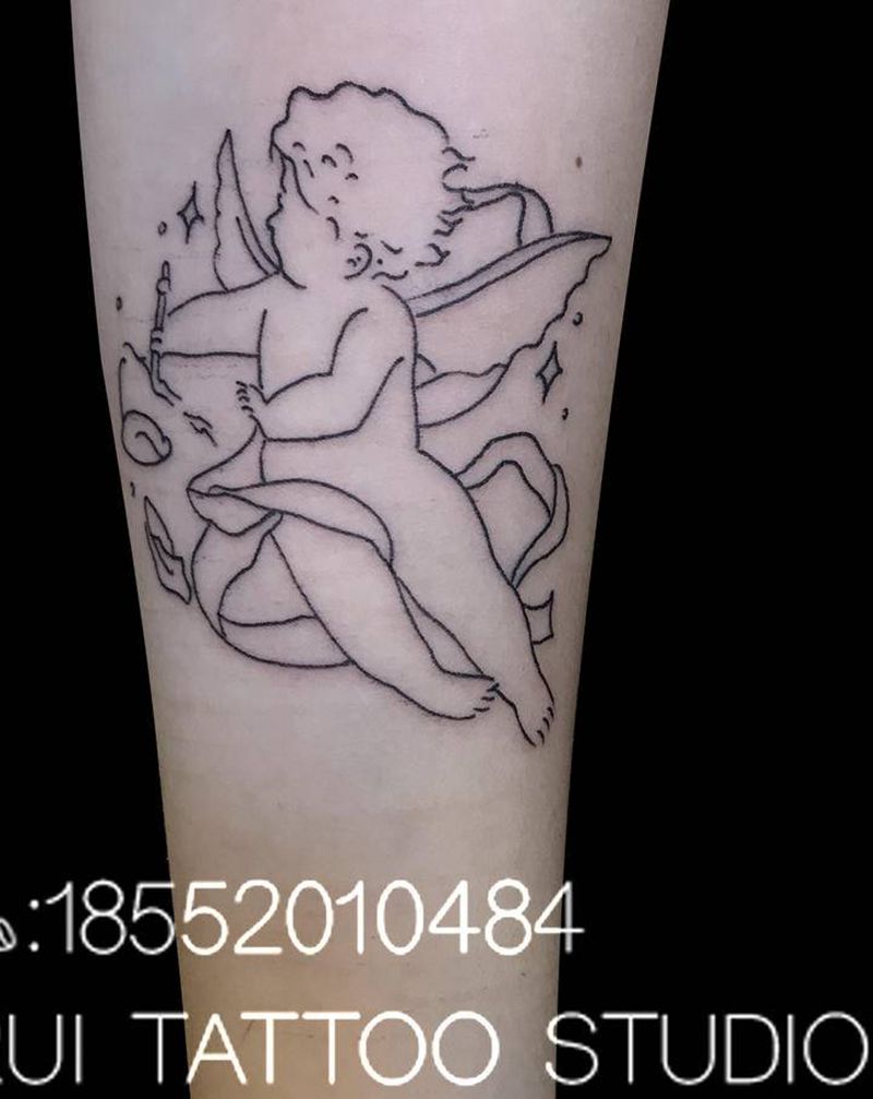 小天使纹身图片_手臂纹身图案