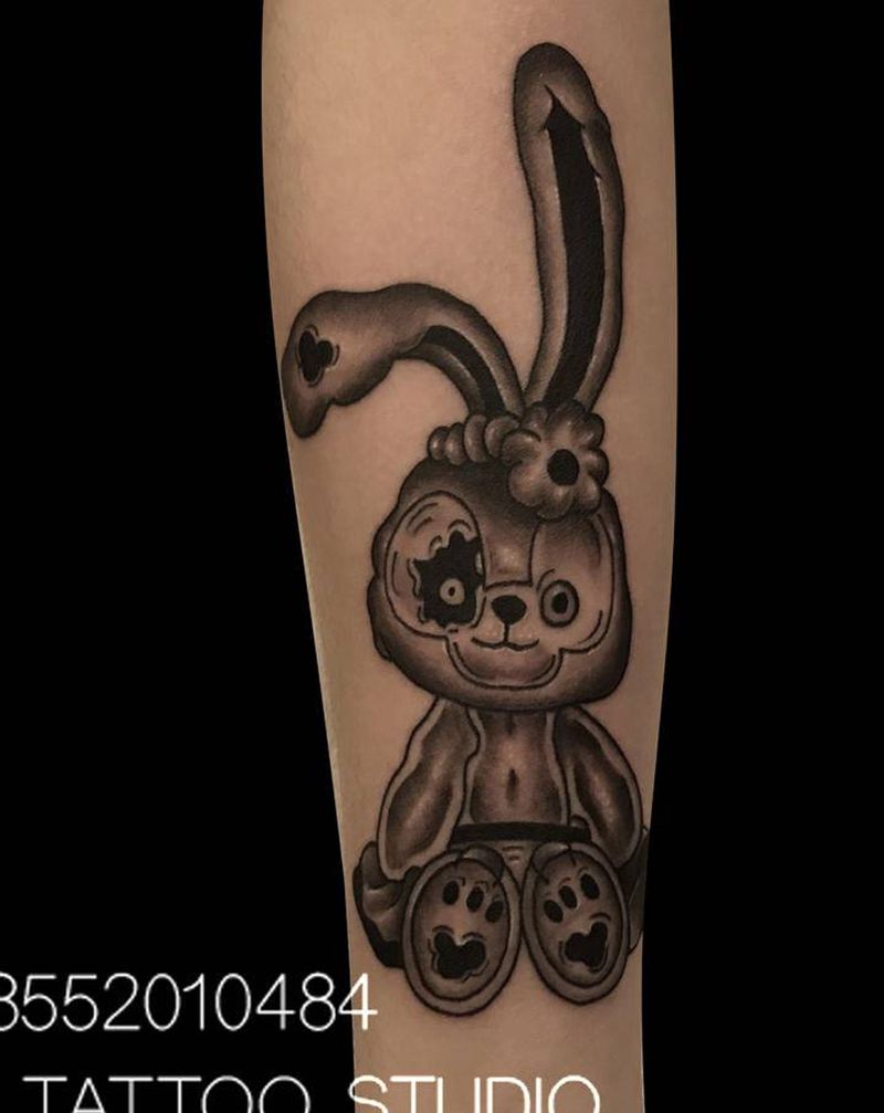 兔子纹身图片_手臂Old School纹身图案