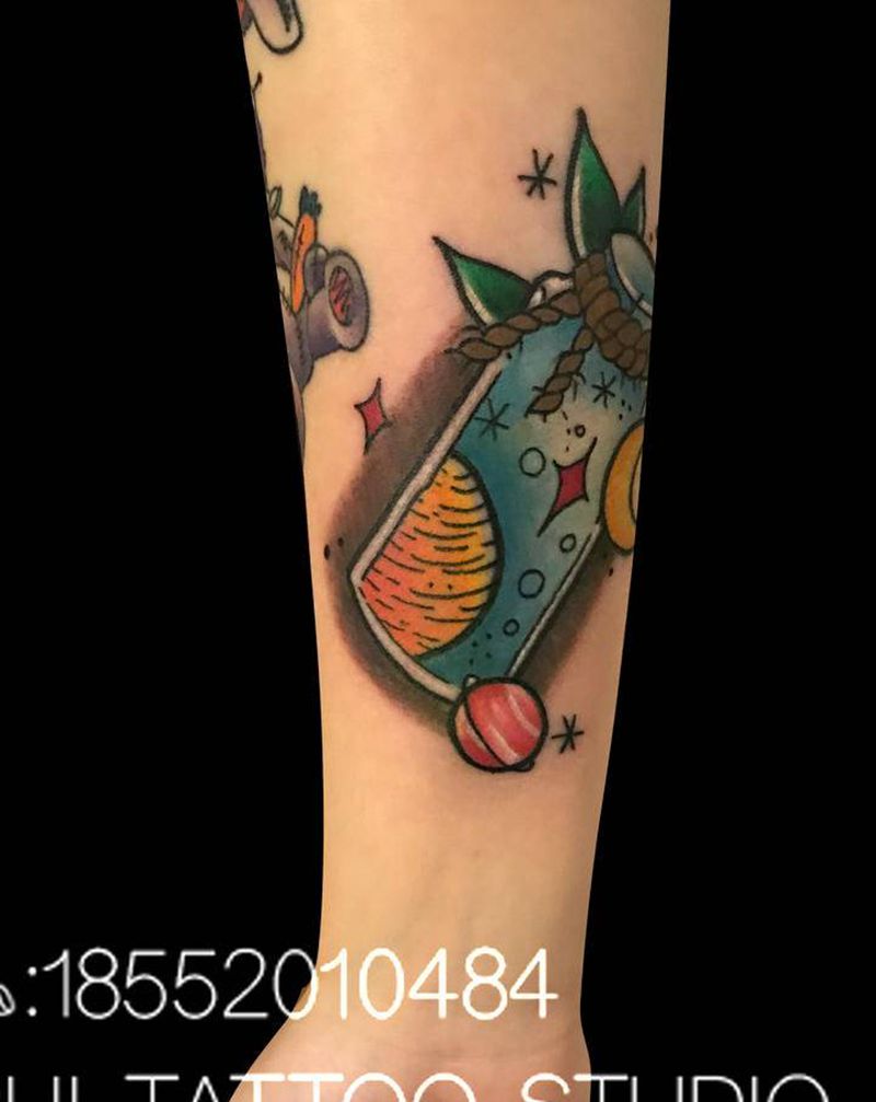 漂流瓶纹身图片_New School纹身图案