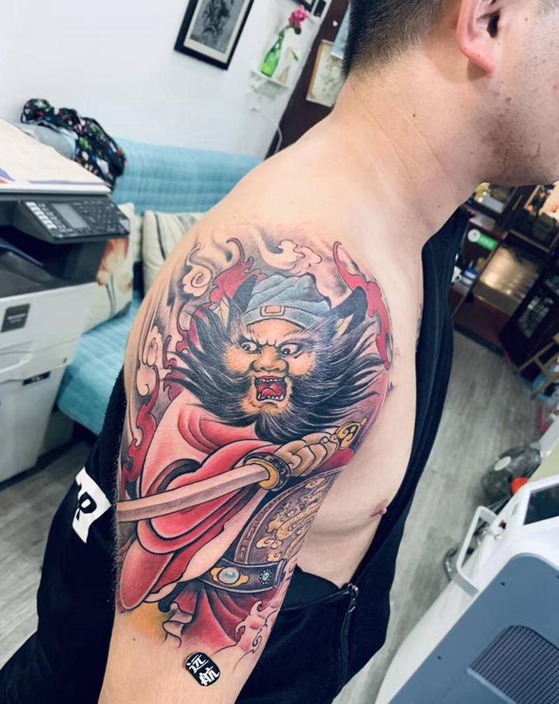 钟馗纹身纹身图片_手臂老传统纹身图案