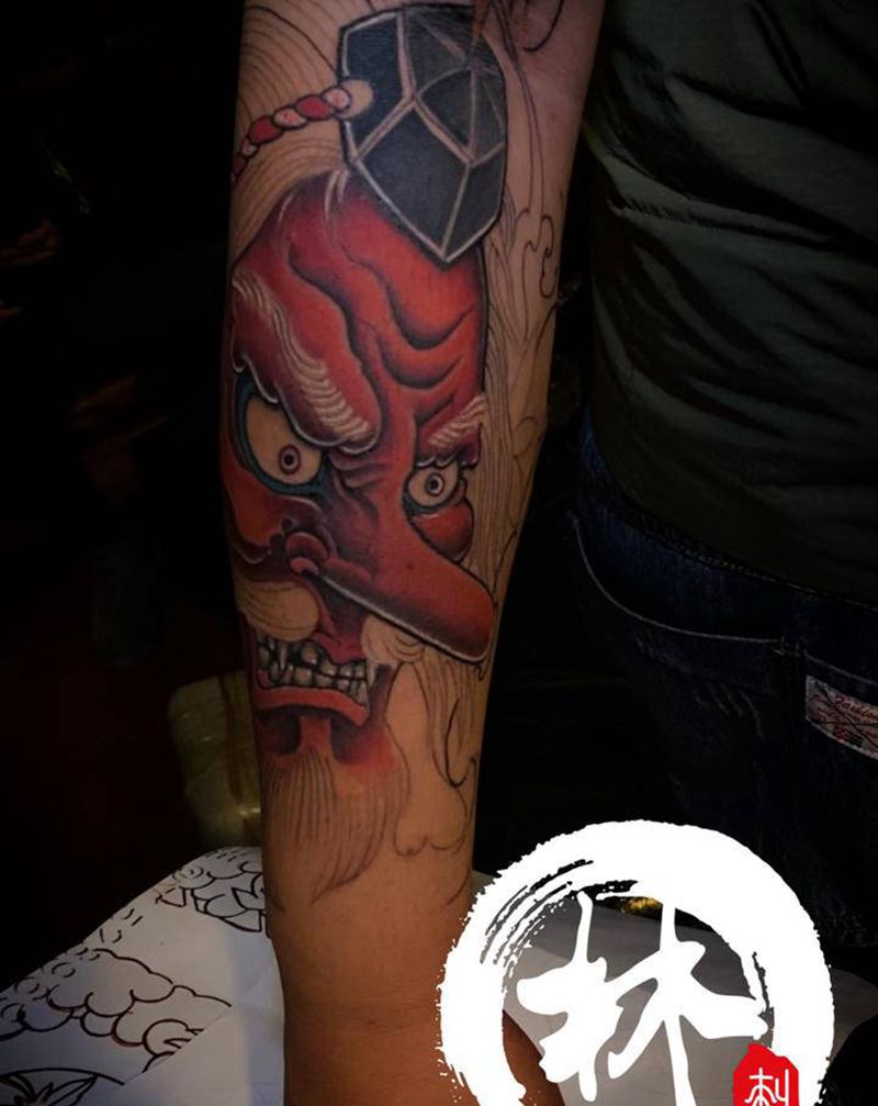 天狗纹身图片_手臂新传统老传统纹身图案