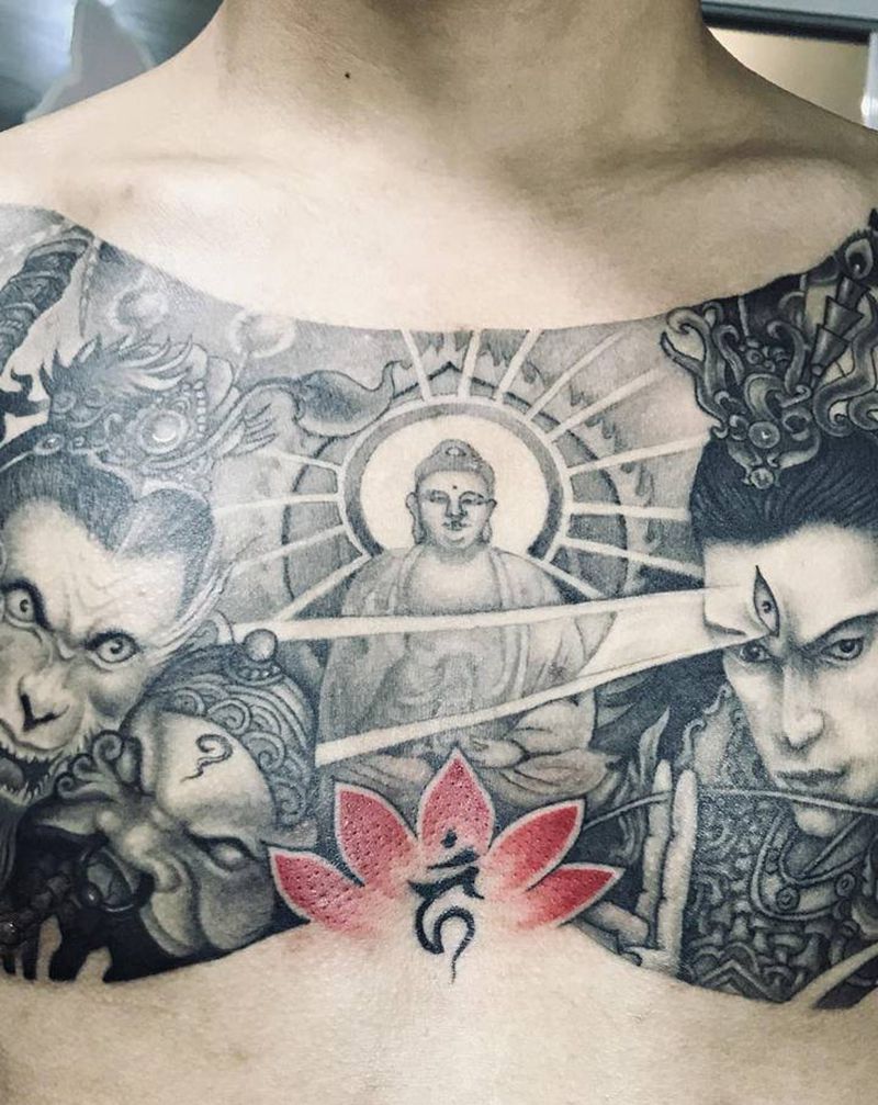 无锡长安 林刺青纹身图片_胸部新传统纹身图案