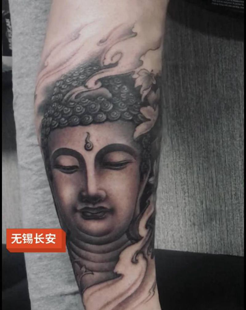 佛...长安林刺青纹身图片_腿部新传统纹身图案