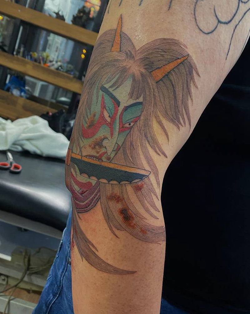 生首纹身图片_手臂老传统纹身图案