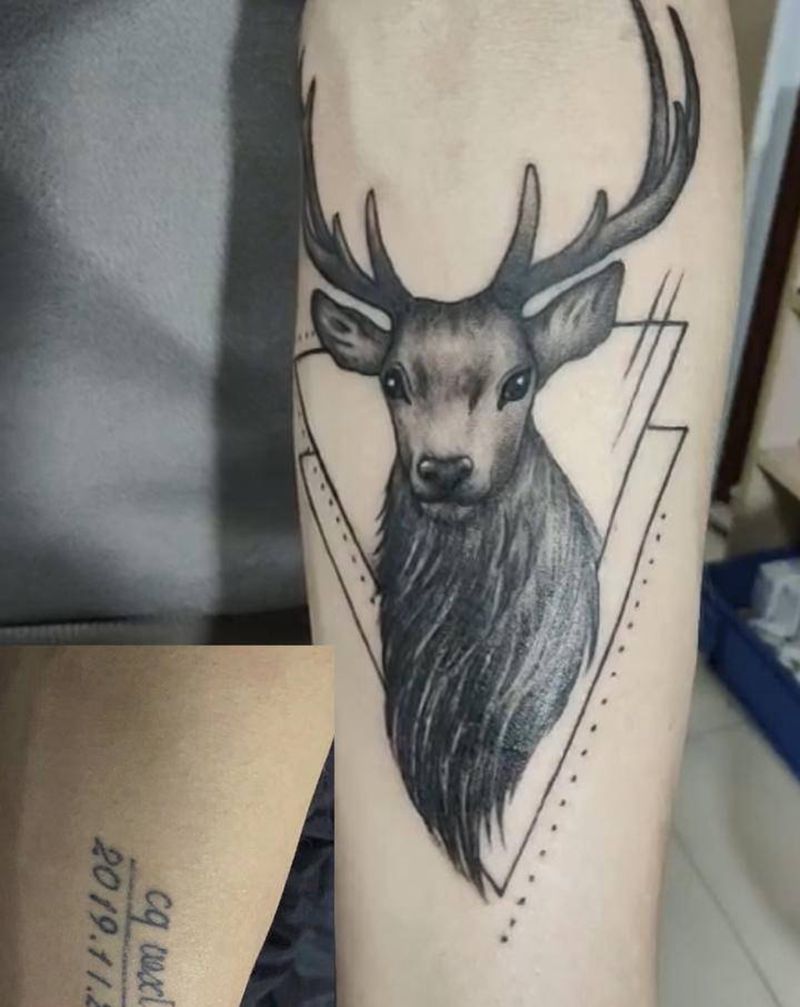 无锡长安 林刺青纹身图片_手臂点刺新传统纹身图案