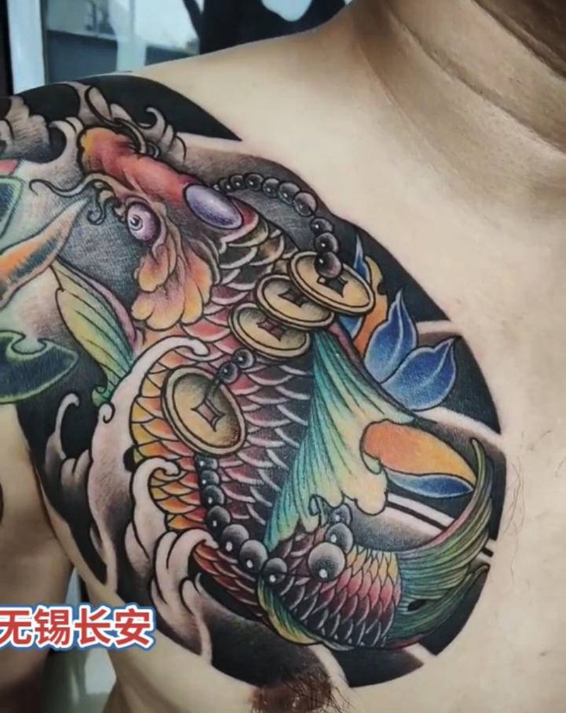 无锡长安 林刺青纹身图片_胸部新传统老传统纹身图案