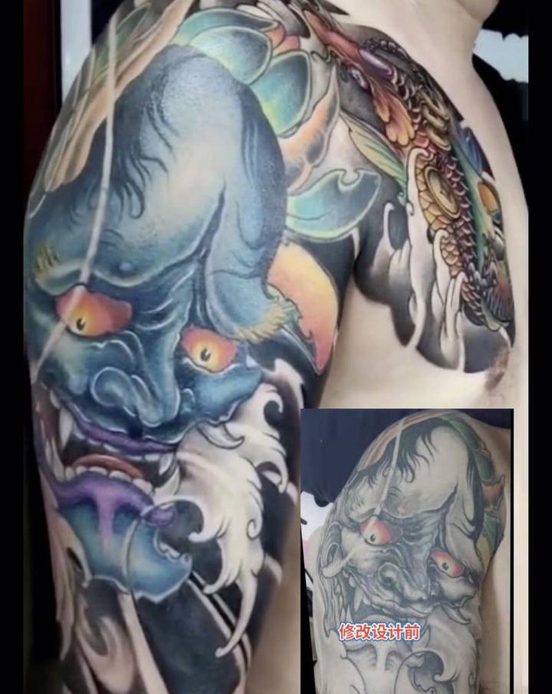 无锡长安.林刺青纹身图片_胸部手臂新传统老传统纹身图案