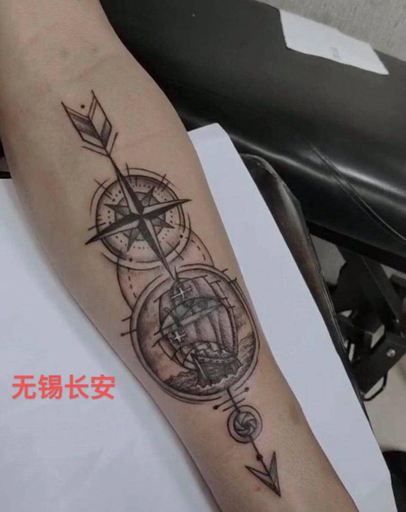 无锡长安.林刺青纹身图片_手臂几何纹身图案