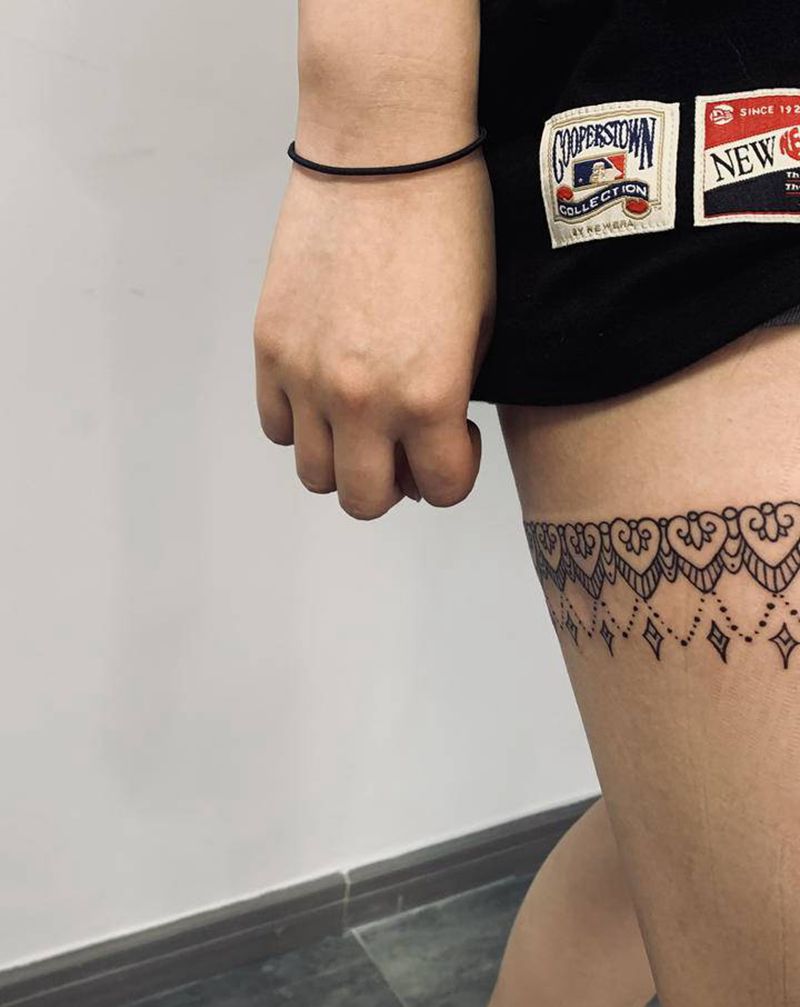 腿环纹身图片_腿部纹身图案