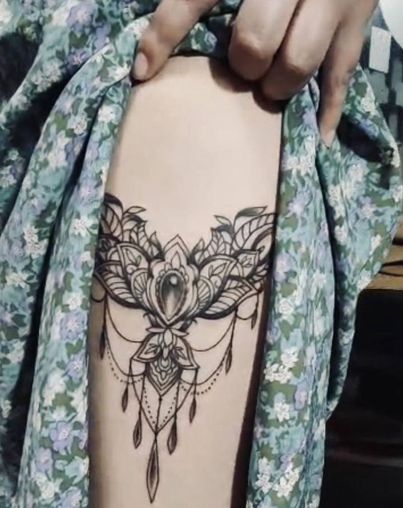 无锡长安 林刺青纹身图片_腿部新传统点刺纹身图案