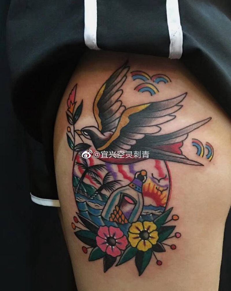 斯固纹身图片_腿部纹身图案