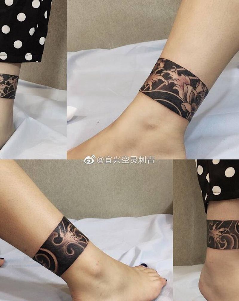 腿环纹身图片_腿部纹身图案