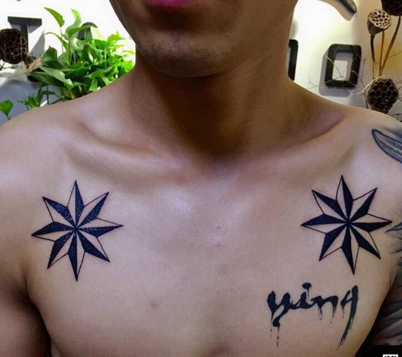 肩花纹身图片_胸部手臂图腾纹身图案