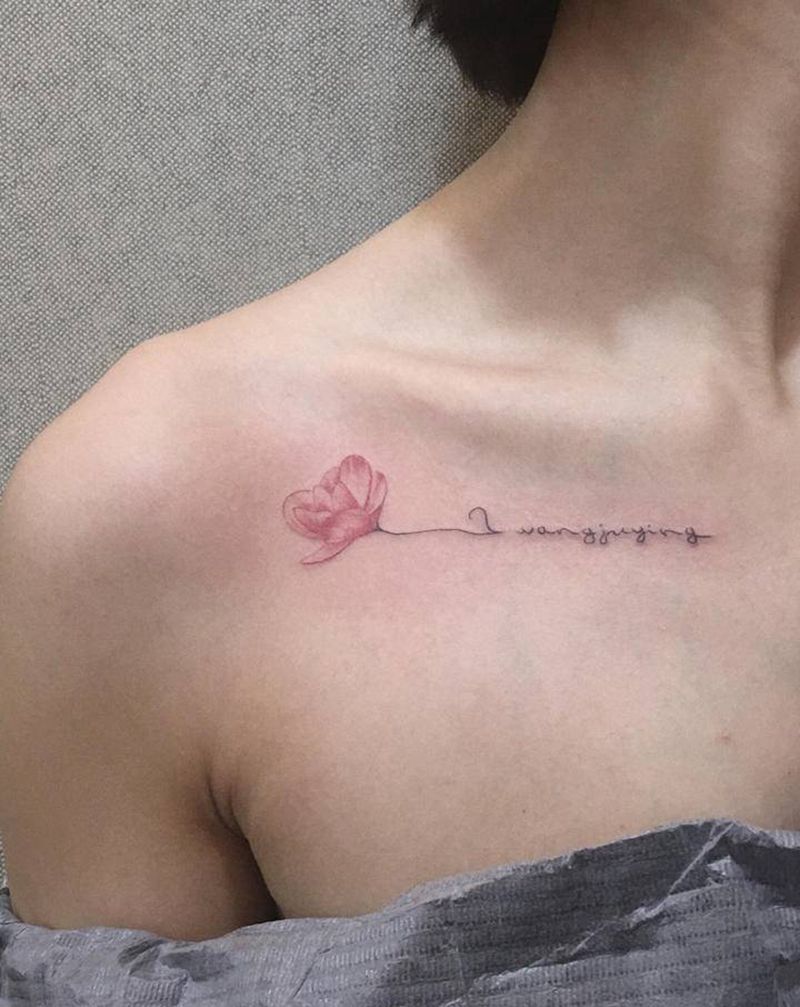 小清新纹身图片_胸部纹身图案