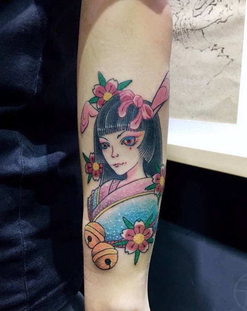 兔子纹身图片_手臂New School纹身图案