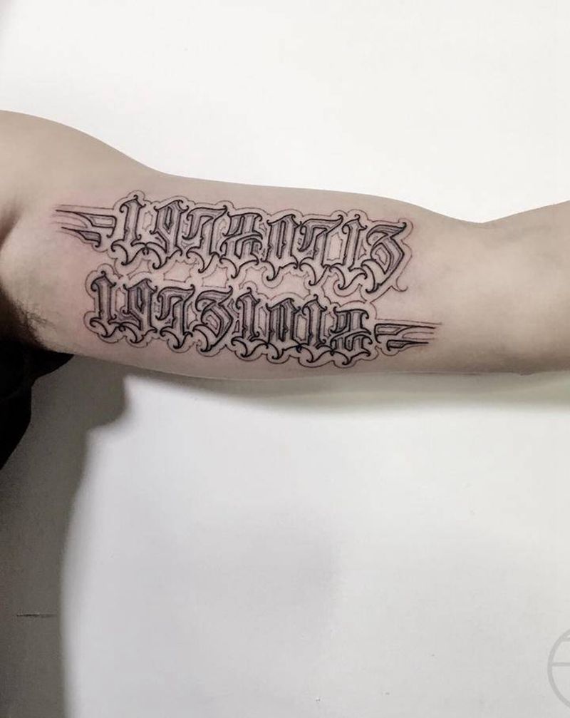 花体字(未完成)纹身图片_手臂纹身图案