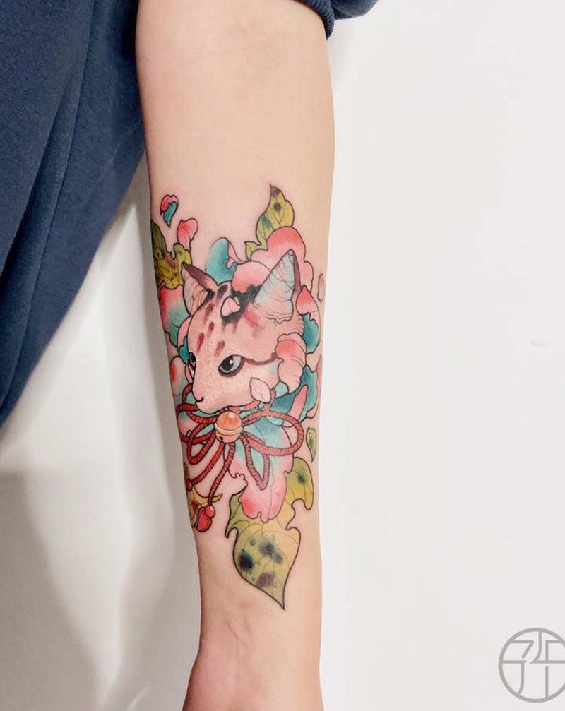 猫纹身图片_手臂纹身图案