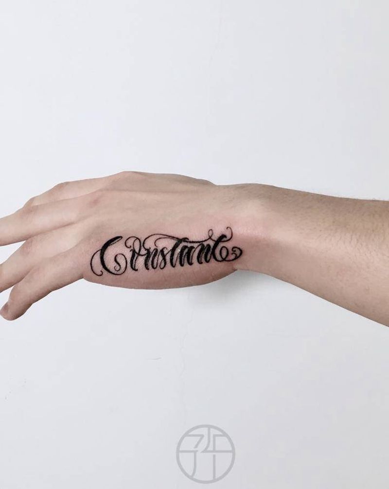 花体字纹身图片_手部纹身图案