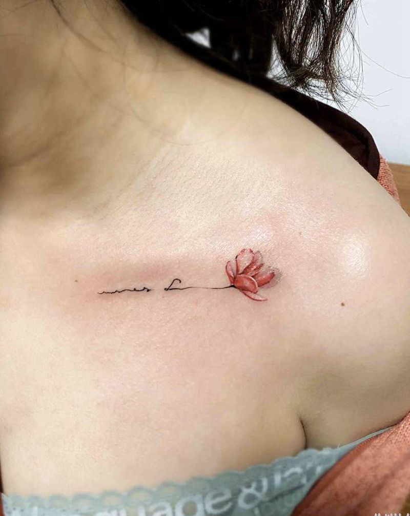 小清新纹身图片_胸部纹身图案