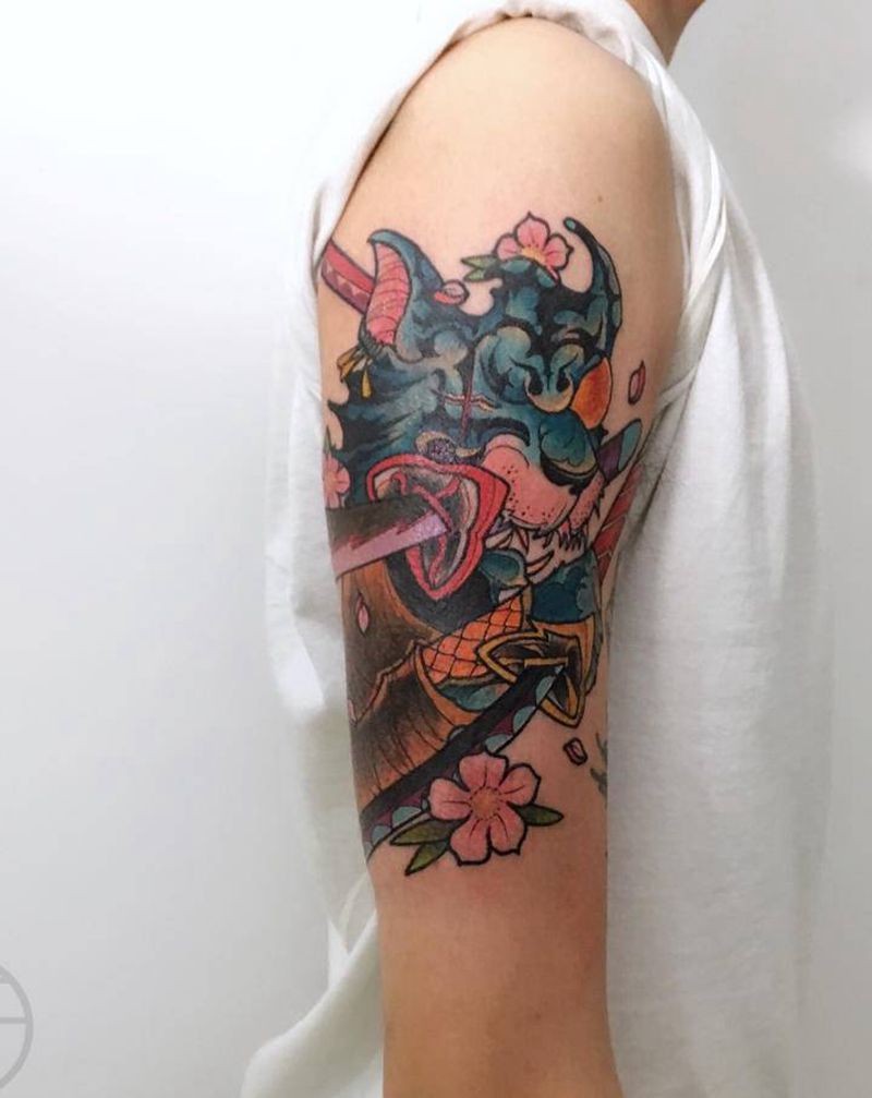 老虎纹身图片_手臂New School纹身图案