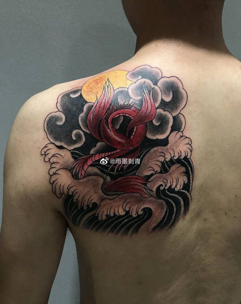 神兽纹身图片_肩部背部新传统老传统纹身图案