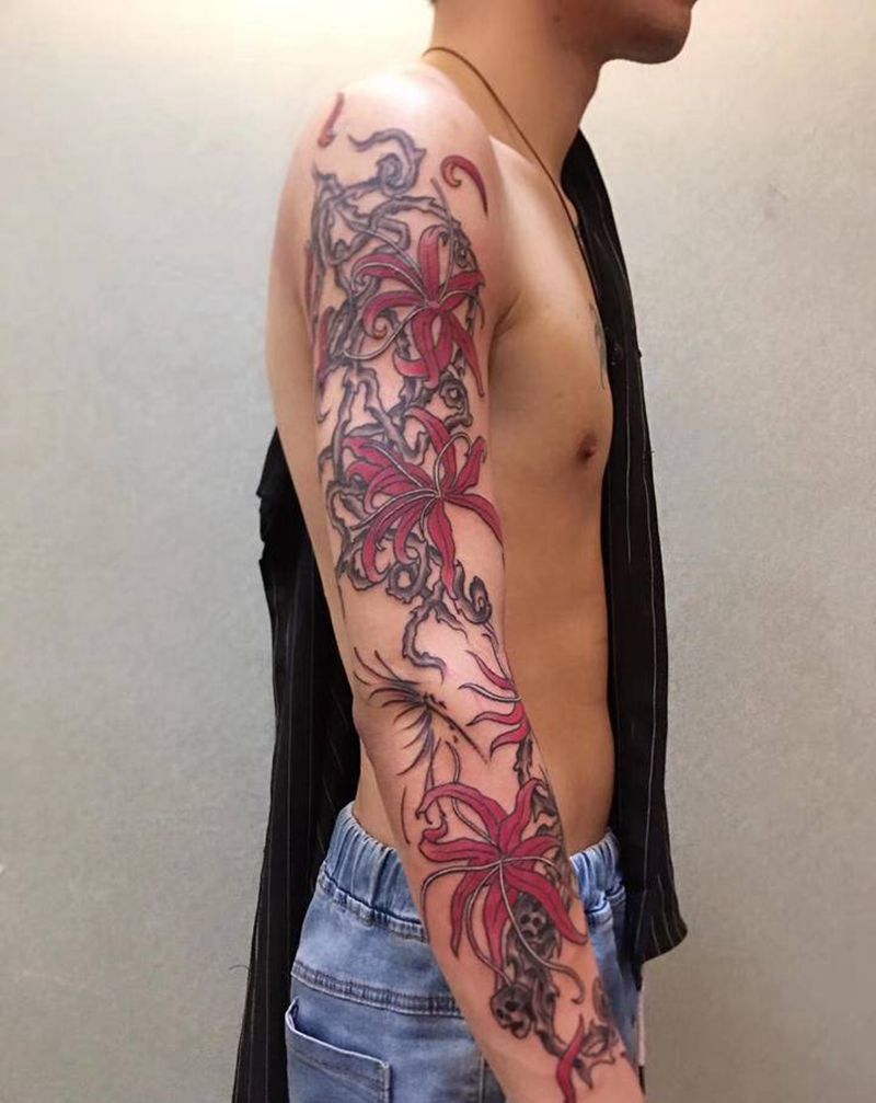 彼岸花纹身图片_手臂纹身图案