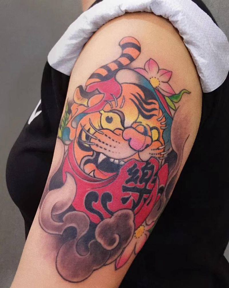 虎头纹身图片_手臂纹身图案