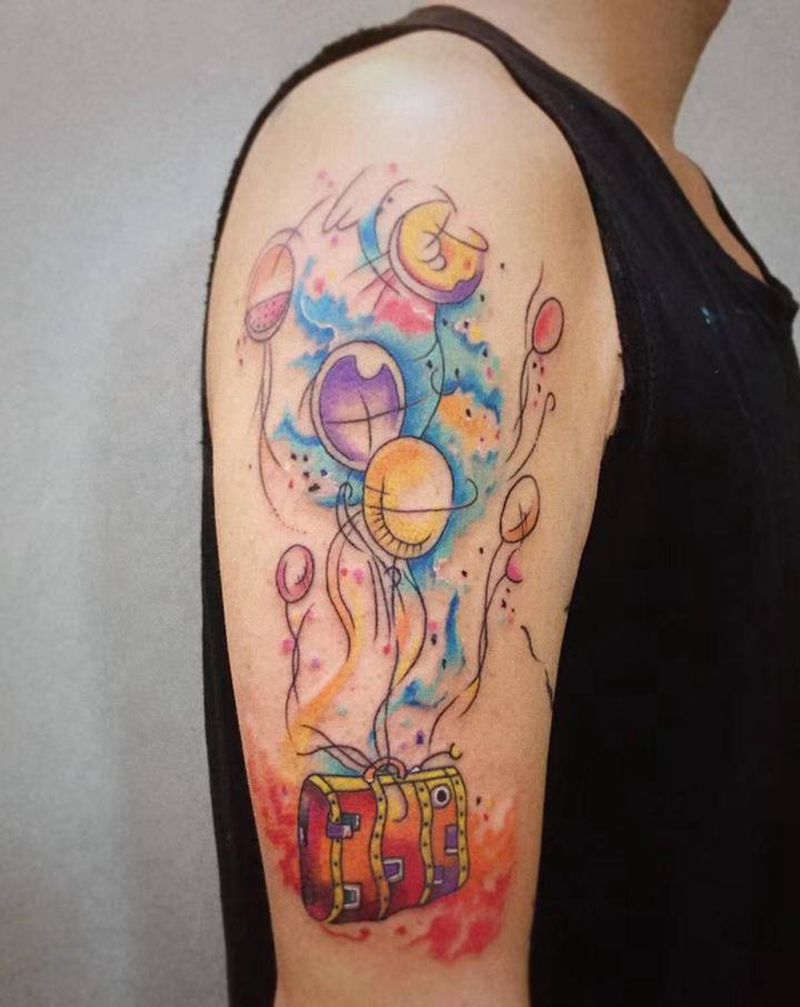 氢气球纹身图片_手臂纹身图案