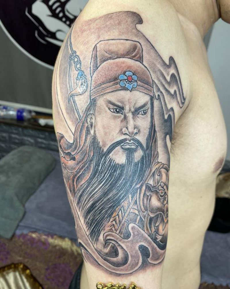 关二爷纹身图片_手臂老传统纹身图案