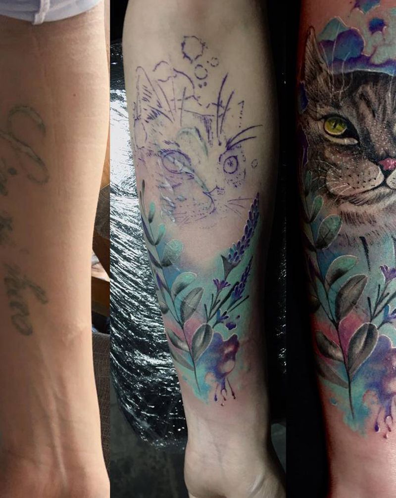 猫纹身图片_手臂纹身图案