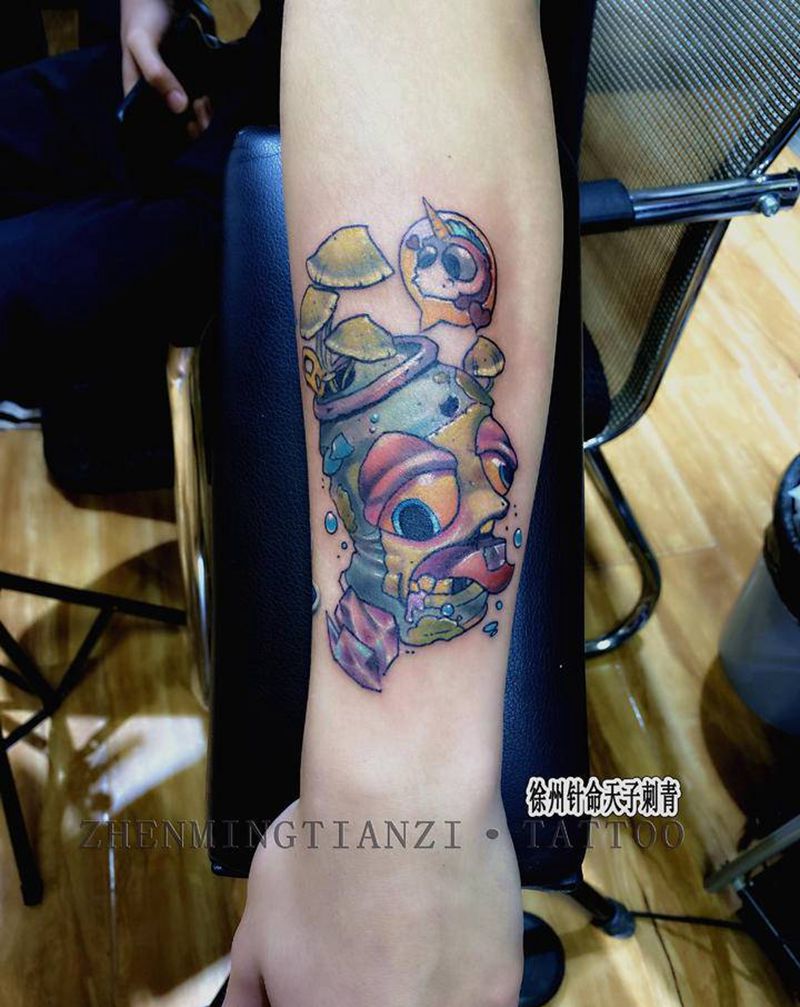 易拉罐纹身图片_手臂New School纹身图案