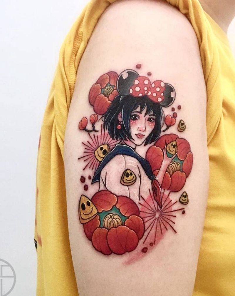 卡通女朋友纹身图片_手臂纹身图案