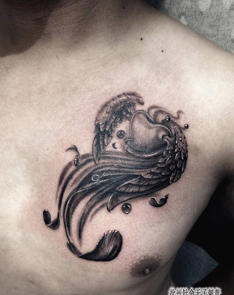 遮盖纹身图片_胸部欧美写实纹身图案