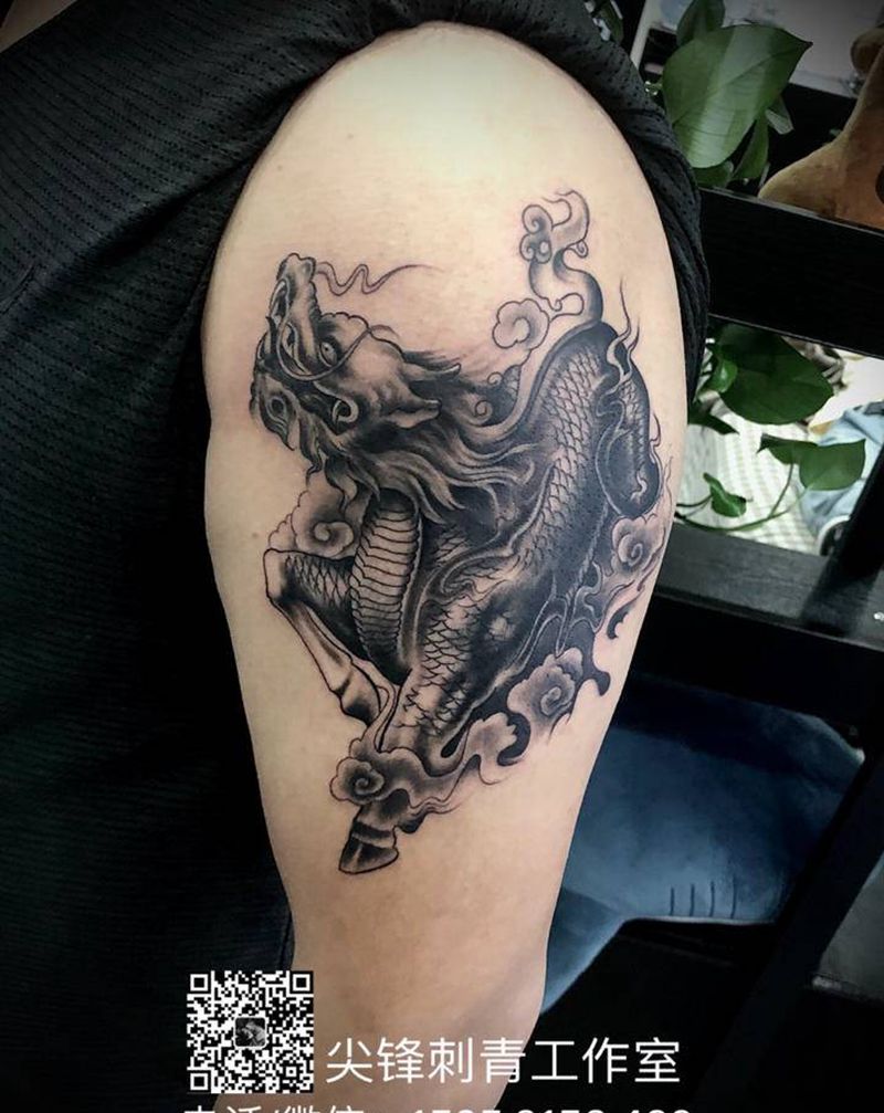 麒麟纹身图片_手臂新传统纹身图案