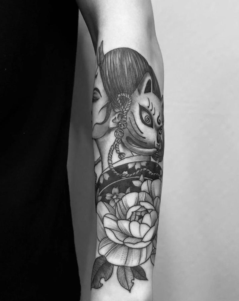 面具纹身图片_手臂纹身图案