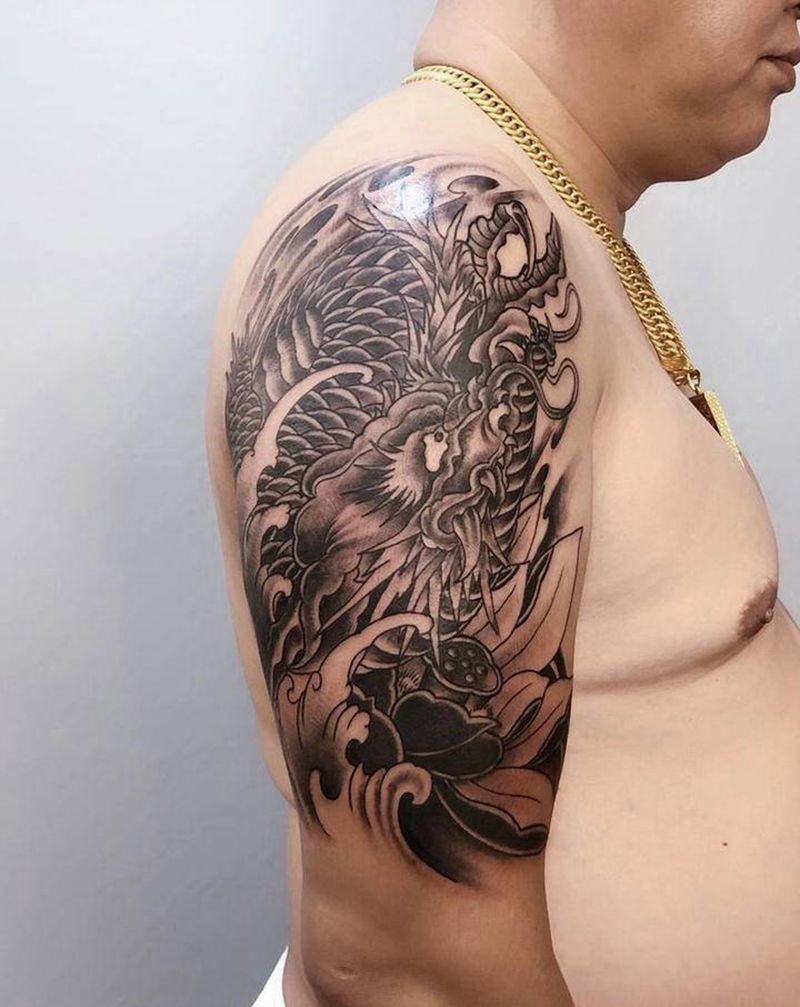 龙纹身图片_胸部纹身图案