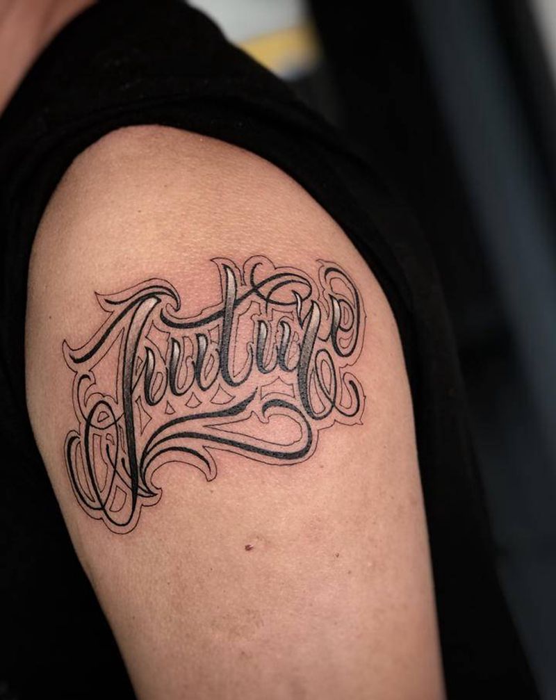 花体字未来纹身图片_肩部手臂花体字图腾纹身图案